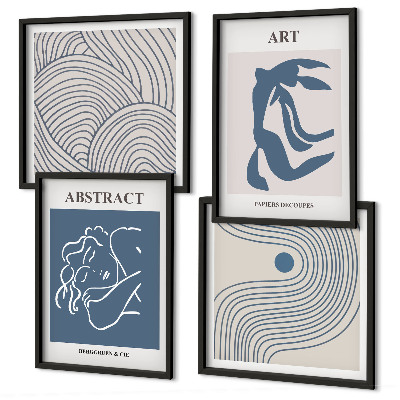 Meerluik in lijst Abstracte lijn- en golfposter