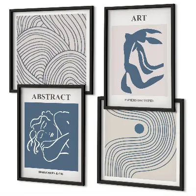 Abstracte lijn- en golfposter meerluik in lijst