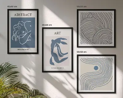 Abstracte lijn- en golfposter meerluik in lijst