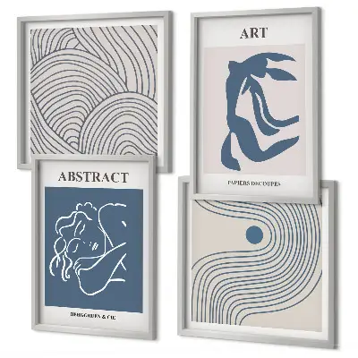 Abstracte lijn- en golfposter meerluik in lijst