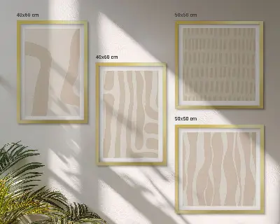 Abstracte boho-patronen en -vormen meerluik in lijst