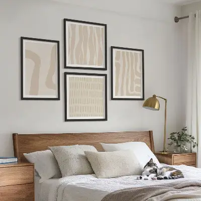Abstracte boho-patronen en -vormen meerluik in lijst