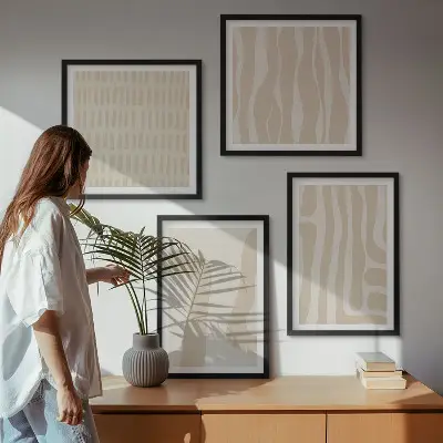 Abstracte boho-patronen en -vormen meerluik in lijst