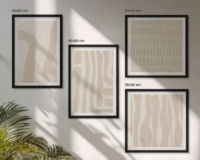 Abstracte boho-patronen en -vormen meerluik in lijst