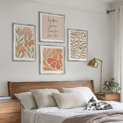 Set van posters met lijst Abstracte pastelkleurige bloemen