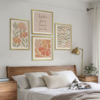 Set van posters met lijst Abstracte pastelkleurige bloemen