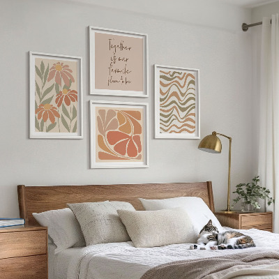 Set van posters met lijst Abstracte pastelkleurige bloemen