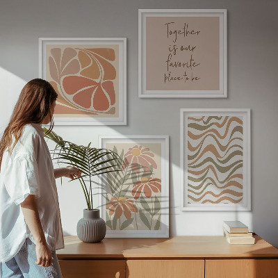 Set van posters met lijst Abstracte pastelkleurige bloemen