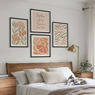 Set van posters met lijst Abstracte pastelkleurige bloemen
