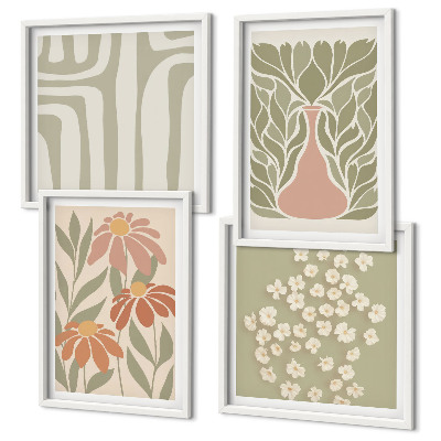 Set van posters met lijst Minimalistische boho met bloemenprints