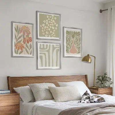 Set minimalistische posters met bloemenprints inclusief lijst