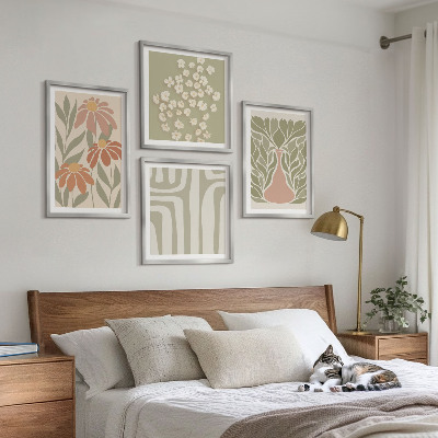 Set van posters met lijst Minimalistische boho met bloemenprints