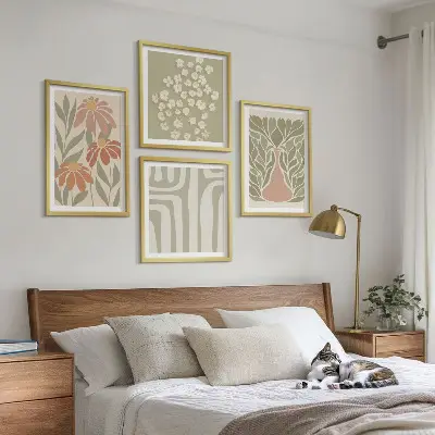 Set minimalistische posters met bloemenprints inclusief lijst