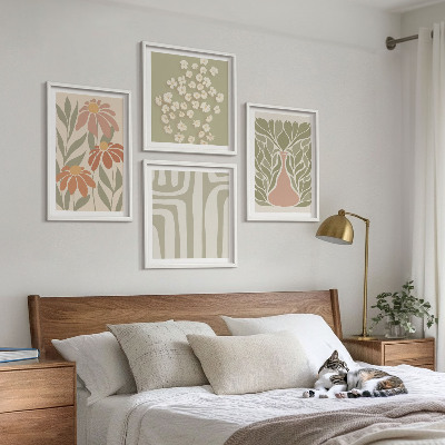 Set van posters met lijst Minimalistische boho met bloemenprints