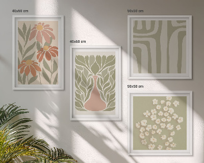 Set van posters met lijst Minimalistische boho met bloemenprints