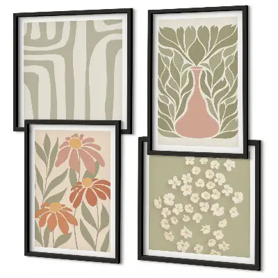 Set minimalistische posters met bloemenprints inclusief lijst
