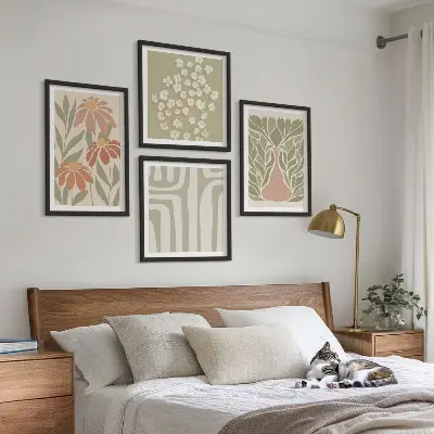 Set minimalistische posters met bloemenprints inclusief lijst