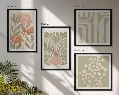 Set van posters met lijst Minimalistische boho met bloemenprints