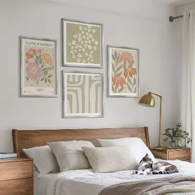 Set posters met lijst botanische motieven in Parijse minimalistische stijl