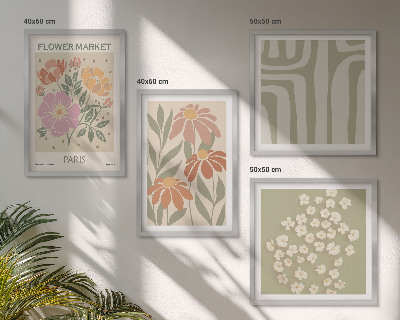 Set van posters met lijst Botanische motieven Parijs minimalisme
