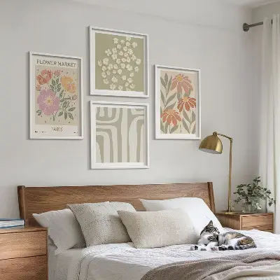 Set posters met lijst botanische motieven in Parijse minimalistische stijl