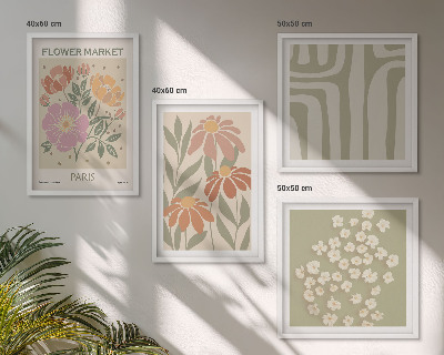 Set van posters met lijst Botanische motieven Parijs minimalisme