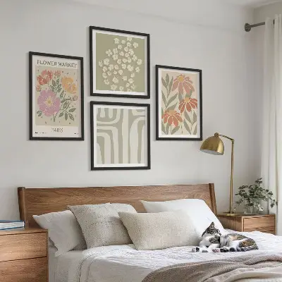 Set posters met lijst botanische motieven in Parijse minimalistische stijl