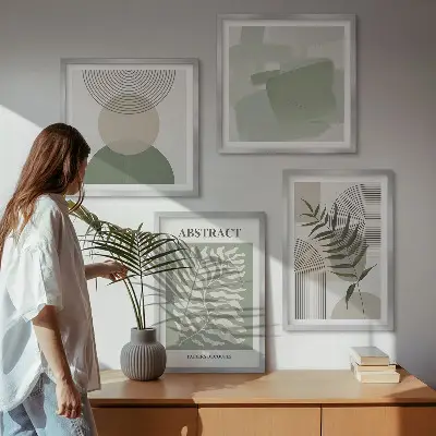 Botanische boho-abstracties meerluik in lijst