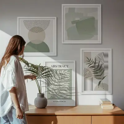 Botanische boho-abstracties meerluik in lijst