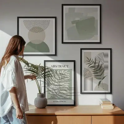 Botanische boho-abstracties meerluik in lijst