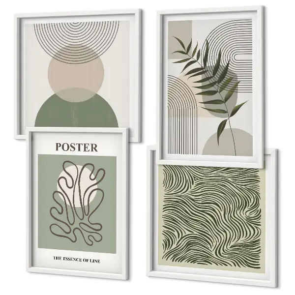 Geometrische botanische posters set inclusief lijst