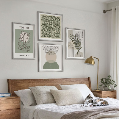 Set van posters met lijst Geometrische botanische patronen