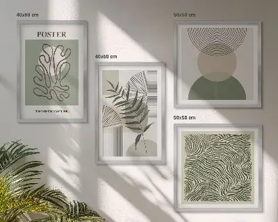 Geometrische botanische posters set inclusief lijst