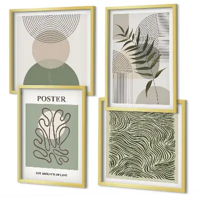 Geometrische botanische posters set inclusief lijst