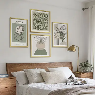 Geometrische botanische posters set inclusief lijst
