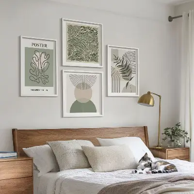 Geometrische botanische posters set inclusief lijst