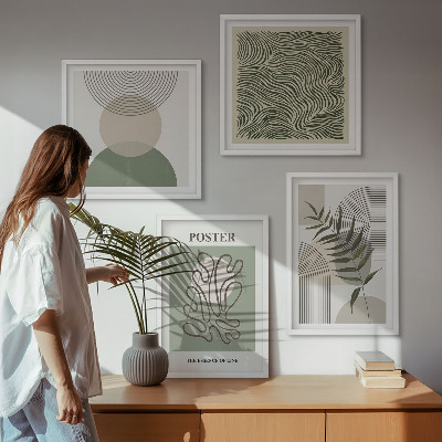 Set van posters met lijst Geometrische botanische patronen