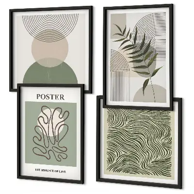 Geometrische botanische posters set inclusief lijst