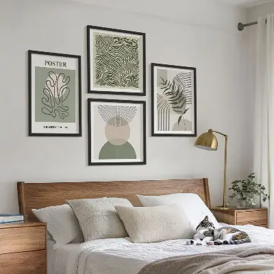 Geometrische botanische posters set inclusief lijst