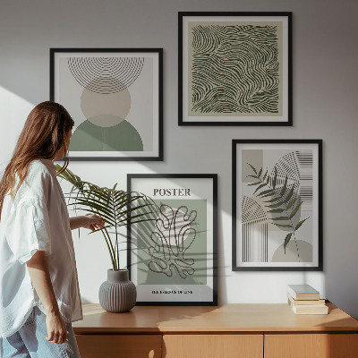 Set van posters met lijst Geometrische botanische patronen