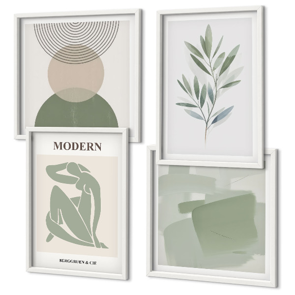 Meerluik in lijst Stijlvolle abstracte plantenafbeeldingen
