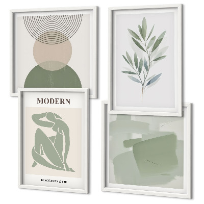 Meerluik in lijst Stijlvolle abstracte plantenafbeeldingen