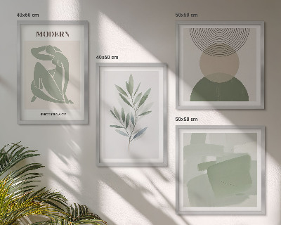 Meerluik in lijst Stijlvolle abstracte plantenafbeeldingen