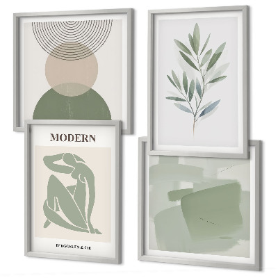 Meerluik in lijst Stijlvolle abstracte plantenafbeeldingen