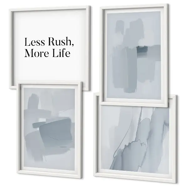 Abstracte aquarelcomposities set van posters met lijst