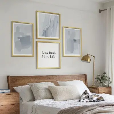 Abstracte aquarelcomposities set van posters met lijst