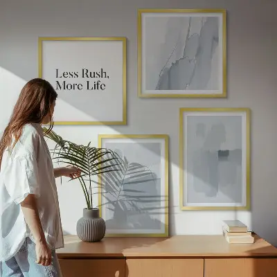 Abstracte aquarelcomposities set van posters met lijst