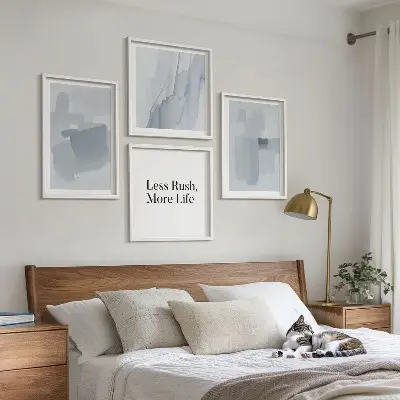 Abstracte aquarelcomposities set van posters met lijst
