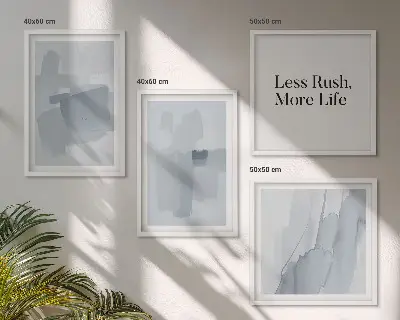 Abstracte aquarelcomposities set van posters met lijst