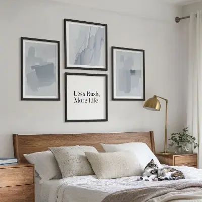 Abstracte aquarelcomposities set van posters met lijst